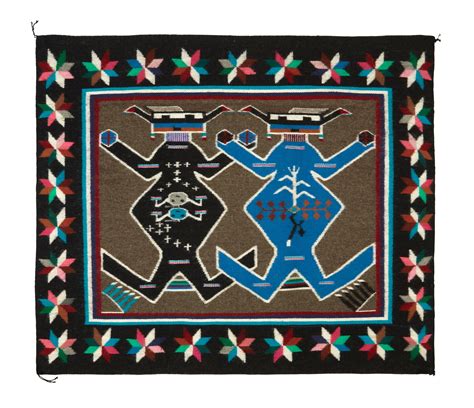 Lot Diné [navajo] Mother Earth Father Sky Pictorial Textile 20th Century