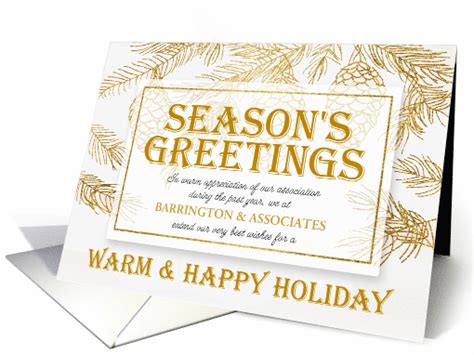 Business Seasons Greetings In Gold And Winter White Custom Card