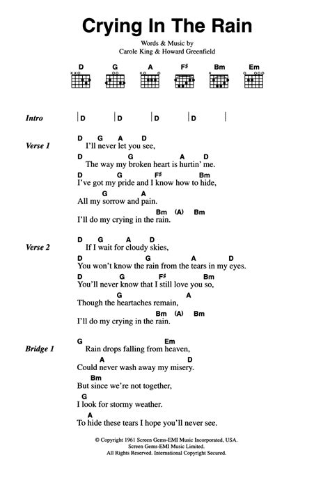 This opens in a new window. Crying In The Rain Sheet Music | The Everly Brothers ...