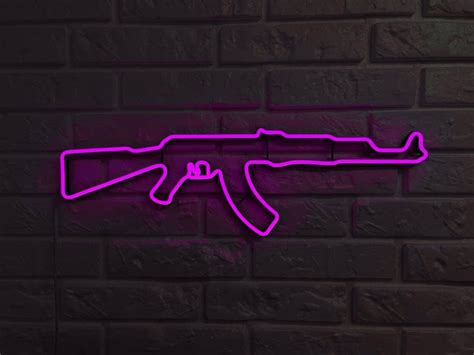 Gun Led Neon Signs Ak 47 T Pistol Led Neon Lights Gun Wall Etsy Canada