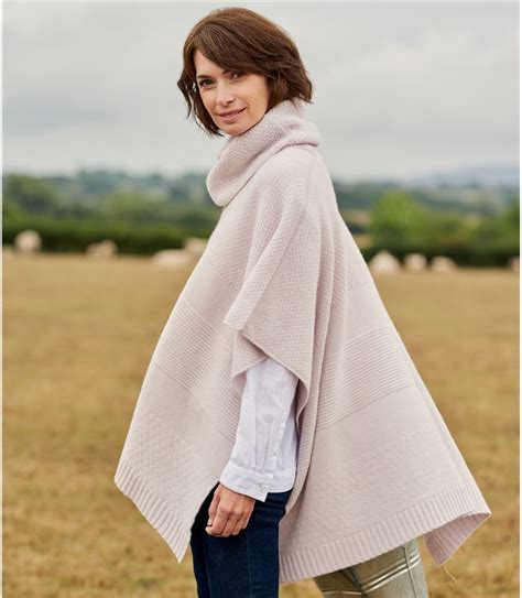 Nude Womens Roll Neck Poncho WoolOvers UK