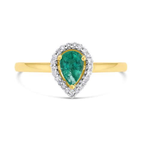 9ct Gold Emerald And Diamond Cluster Ring 7pts D7618 S Fhinds