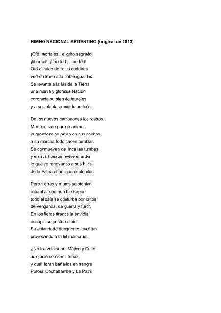 Himno Nacional Argentino Completo Portal Guaraní Himno Nacional