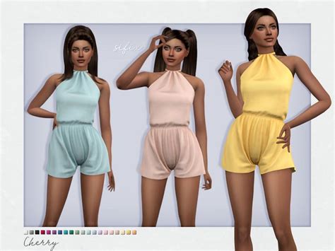 The Sims Resource Cherry Romper Rompers Sims 4 Clothing Cute Rompers