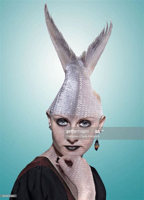 Portrait Of A Woman With A Fish Tail Head And Scaly Skin Rwtfstockphotos