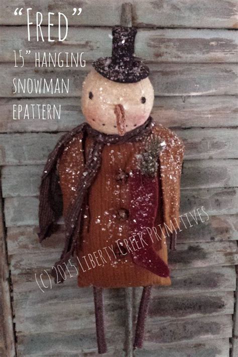 Primitive Fred The Snowman Epattern Digital Download Pdf Sewing Pattern