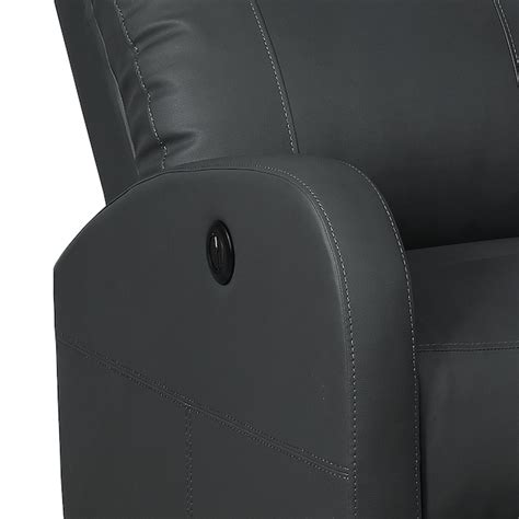 Ac Pacific Sean Black Faux Leather Upholstered Powered Reclining
