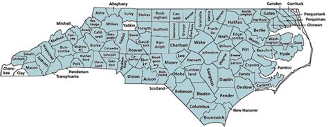 North Carolina Map With Counties Outline