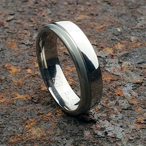 Mens Titanium Wedding Ring With Engraving Shopstreetie