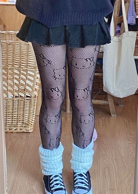 Hello Kitty Fishnets Leg Warmers Retro Outfits Kawaii Fashion