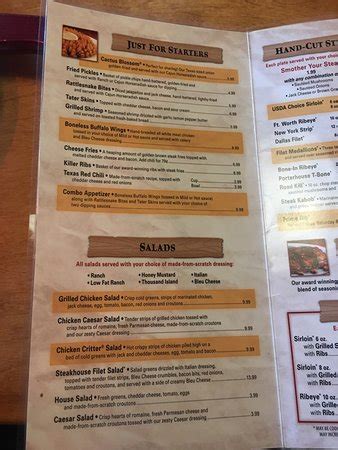 The texas roadhouse menu prices were meant to reflect great food at a rate families could afford! Texas Roadhouse menu - Picture of Texas Roadhouse ...