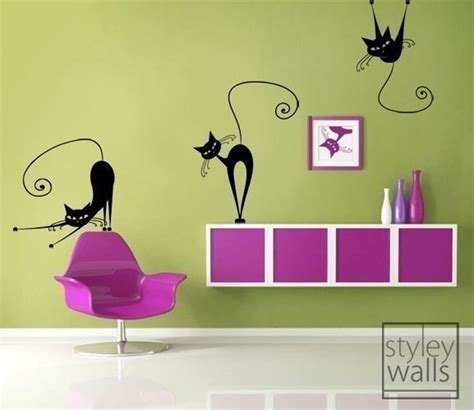 Cats Wall Decal Set Of 3 Naughty Cats Vinyl Wall Decal Home Etsy