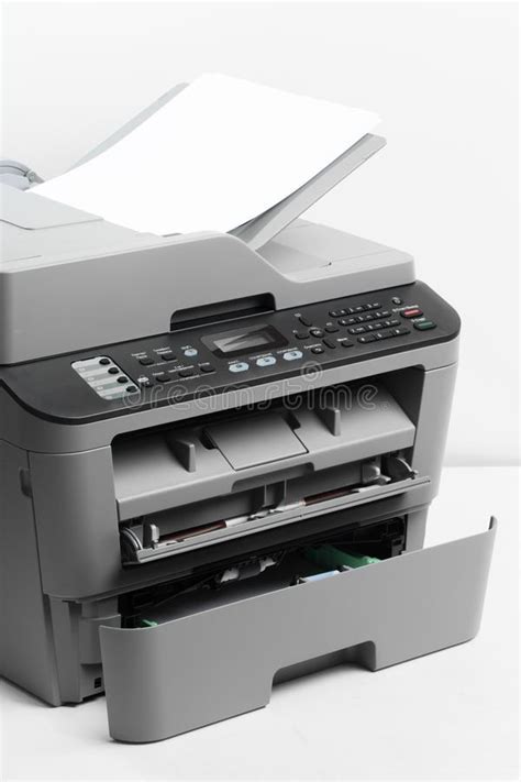 Close Up Working Printer Scanner Copier Device Image Stock Photo