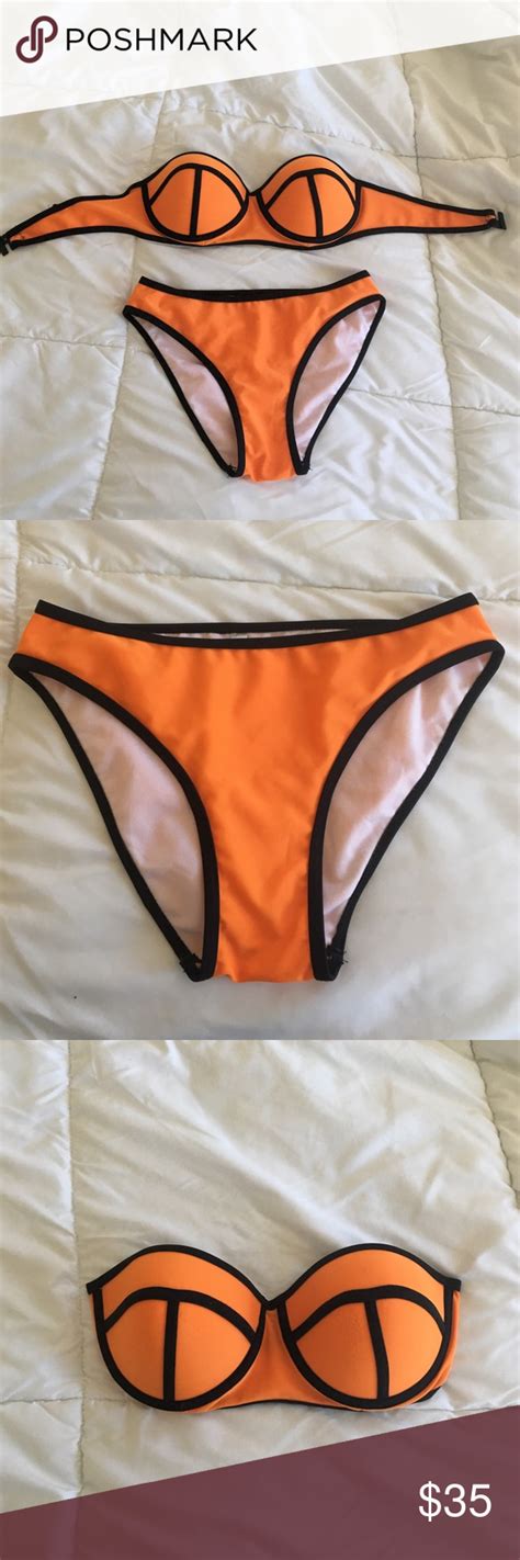 Triangl Strapless Orange Bikini Bikinis Orange Bikini Triangl Swimwear