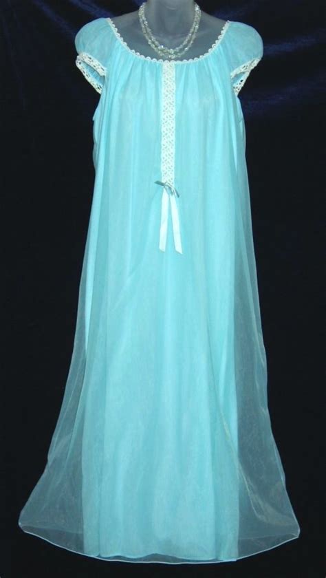 Blue Chiffon Nightgown Crochet At Classy Option Vintage Lovlee Nightgown