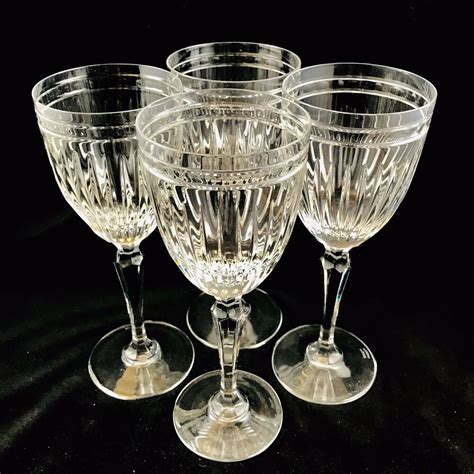 Vintage 4 Waterford Wine Crystal Glasses Hanover No Trim Marquis