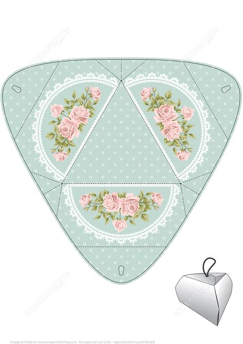 Handmade T Box Template With Roses Free Printable Papercraft Templates