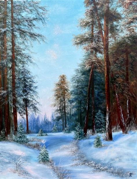 Winters Forest Way Painting By Tanja Frost Artmajeur Winter