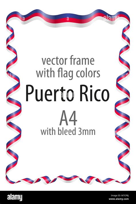 Frame And Border Of Ribbon With The Colors Of The Puerto Rico Flag