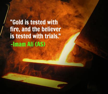 Thank you to all the. Hazrat Ali Quotes: Gold is tested with fire, and the believer is tested with trials. -Imam Ali (AS)