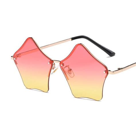 Buy Rimless Star Shaped Sunglasses Women Elegant Sunglass New Hipster Yellow
