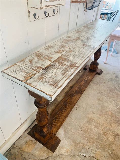 Rustic Farmhouse Entryway Table With Shelve And Turned Legs Etsy