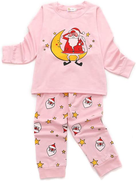 Pijama De Navidad Para Niñas Color Rosa Pijama De Manga Larga De 2
