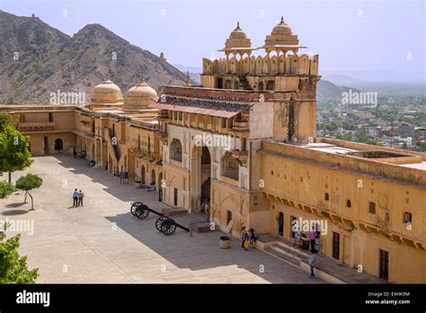 Beautiful Amber Fort Near Jaipur City In India Rajasthan Stock Photo