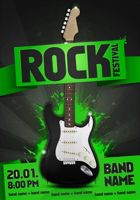 Rock Festival Party Poster With Guitar Vector Ai Uidownload