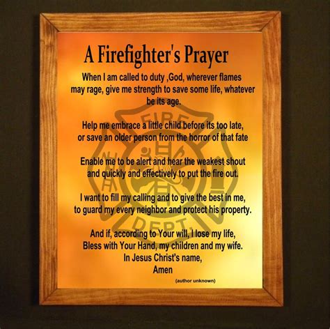 Framed Firefighter Prayer Etsy