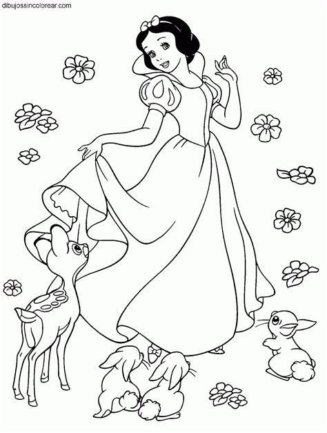 Dibujo De Blancanieves Cantando Con Un Pajaro Para Colorear Dibujos