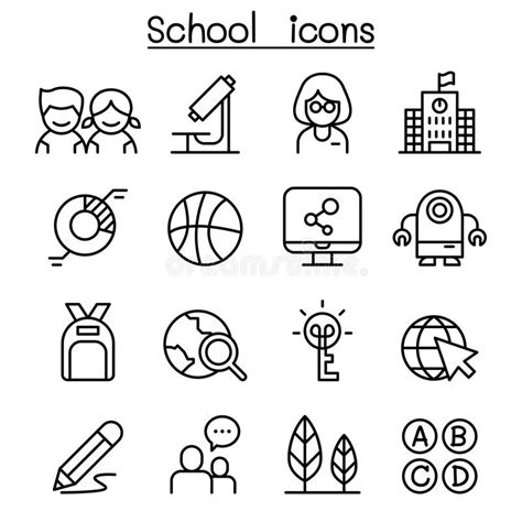 Study Learning Education Icon Set In Thin Line Style Stock Vector Illustration Of College