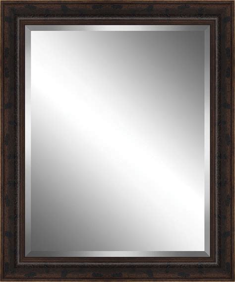 Espresso Framed Beveled Plate Glass Mirror 29 X35 Transitional Bathroom Mirrors By