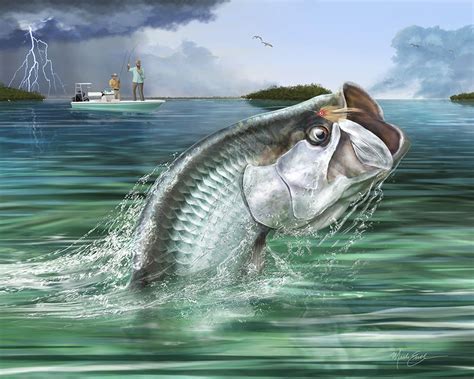 Tarpon Fly Fishing Art Print Florida Artist Mark Erickson