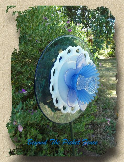 Glass Plate Flower Glass Flowers Garden Art Yard Art Suncatcher
