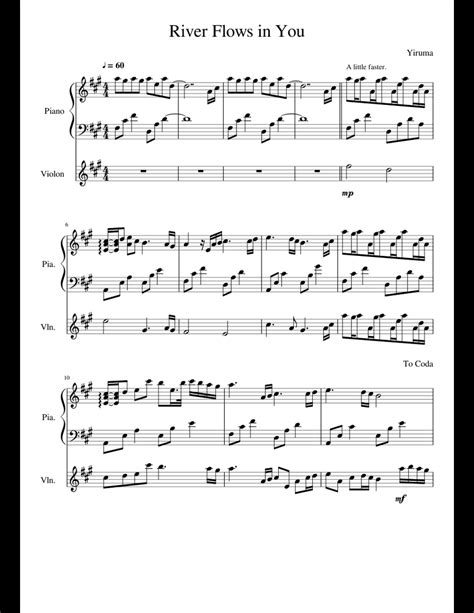 River flows in you is a song by yiruma. River Flows in You | Yiruma sheet music for Piano, Violin download free in PDF or MIDI
