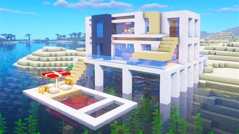 Minecraft Tutorial How To Make A Modern Beach House Tutorial