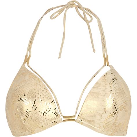 gold metallic strappy moulded cup bikini top bikinis bikini my xxx hot girl