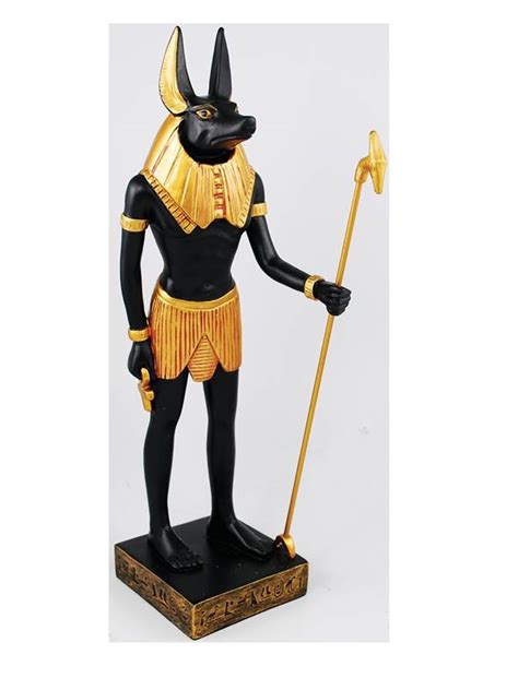 Mashon Ebros Ancient Egyptian Jackal God Anubis With Ankh Staff Spear Figurine