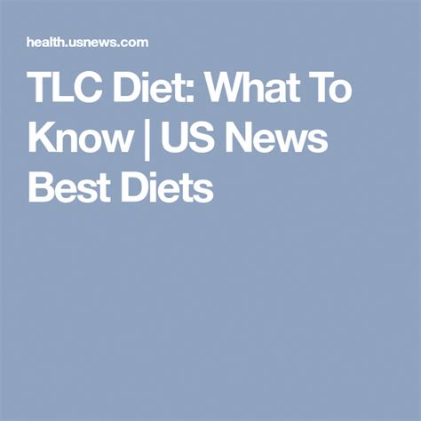 Tlc Diet What To Know Us News Best Diets Tlcdietplan Tlc Diet