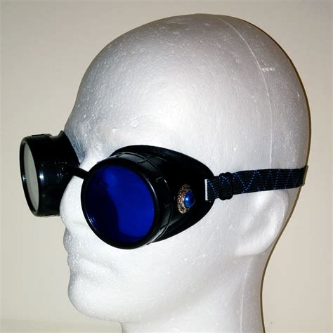 blue steampunk goggles