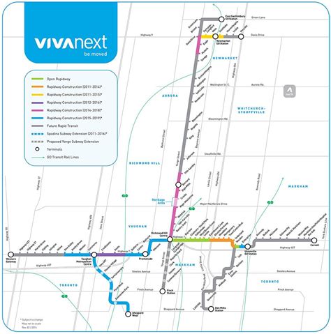 Routemap For The Yrtviva Transit System In Markham And York Region