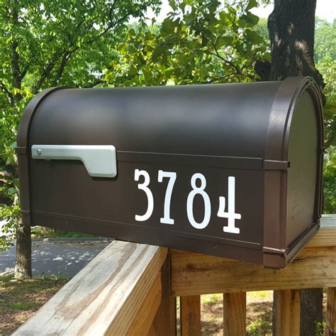 It must also have a distance of 6 to 8 inches from the road. Mailbox numbers and decals made to fit your mailbox perfectly