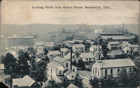 Looking South From School House Barnesville Oh Postcard
