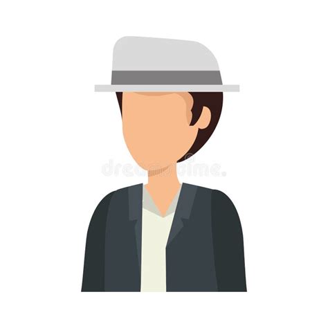 Young Man With Elegant Hat Avatar Character Stock Vector Illustration