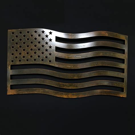 Rust Finished Patina Steel American Flag Wall Dcor By R Mended Metals
