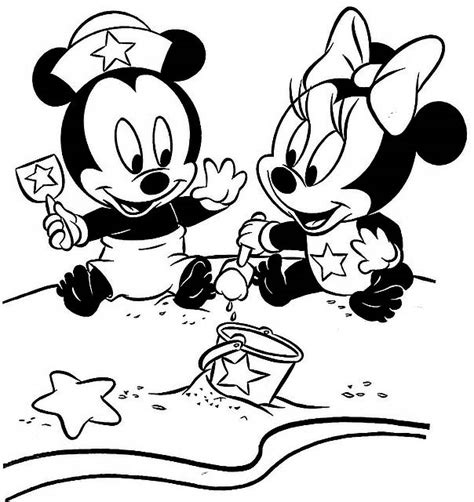 Free printable mickey mouse coloring pages for kids. Baby Mickey Mouse and Minnie Mouse Coloring Pages
