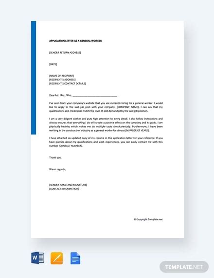 14 Work Application Letters Template Free Word Pdf Format Download