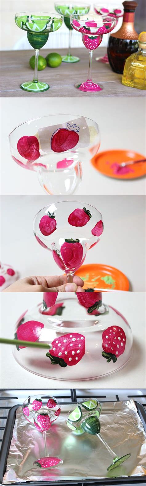 Diy Hand Painted Margarita Glasses Ehow Wine Glass Crafts Diy Wine Glass Decorated Wine