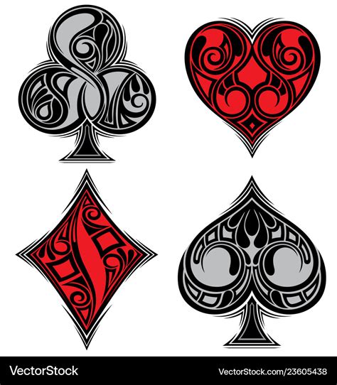 Playing Card Suits Royalty Free Vector Image Vectorstock